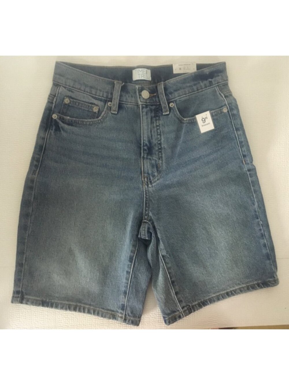 Time and Tru Bermuda Shorts Size 0 Blue Denim Light Wash High Rise New w Tags